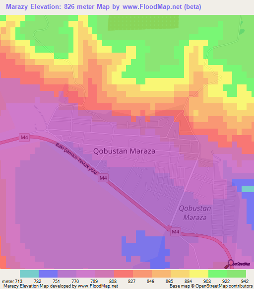 Marazy,Azerbaijan Elevation Map