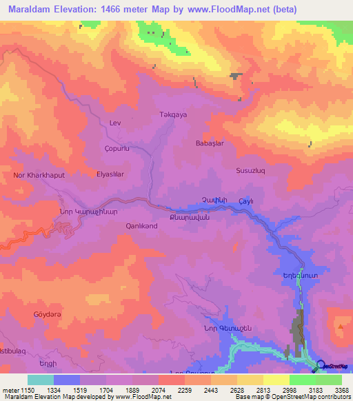 Maraldam,Azerbaijan Elevation Map