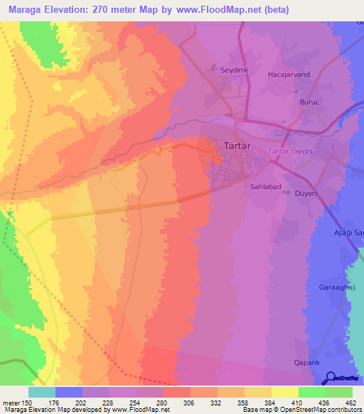 Maraga,Azerbaijan Elevation Map
