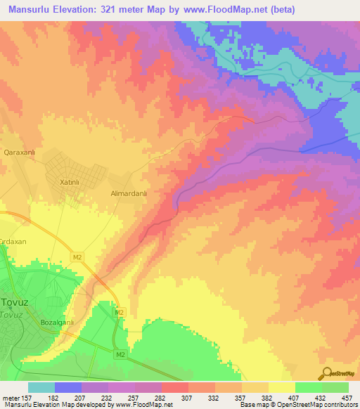 Mansurlu,Azerbaijan Elevation Map