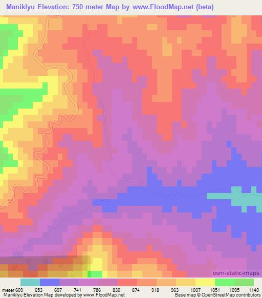 Maniklyu,Azerbaijan Elevation Map