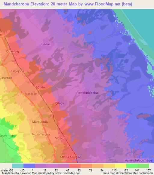 Mandzharoba,Azerbaijan Elevation Map