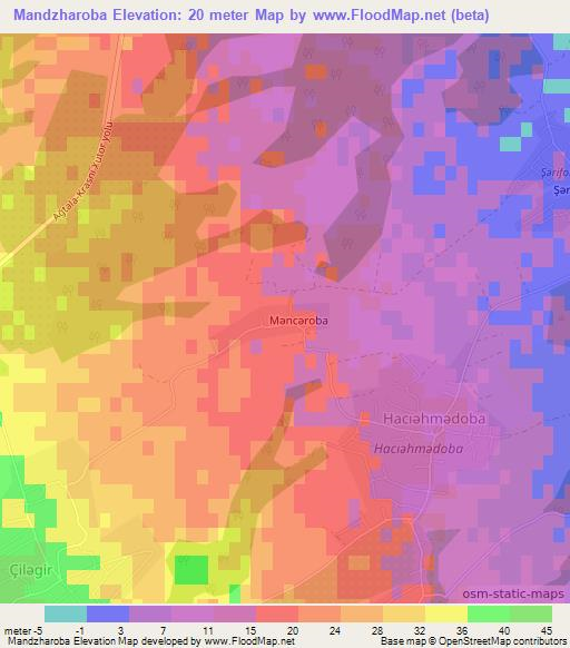 Mandzharoba,Azerbaijan Elevation Map