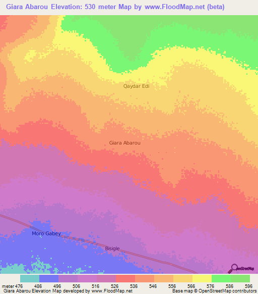 Giara Abarou,Somalia Elevation Map