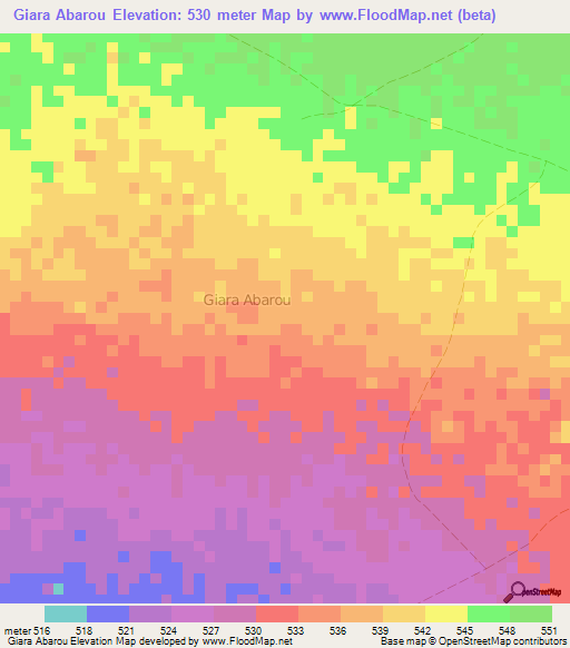 Giara Abarou,Somalia Elevation Map