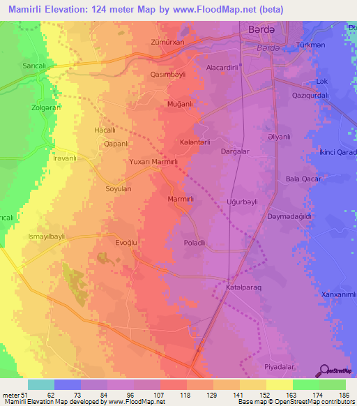 Mamirli,Azerbaijan Elevation Map