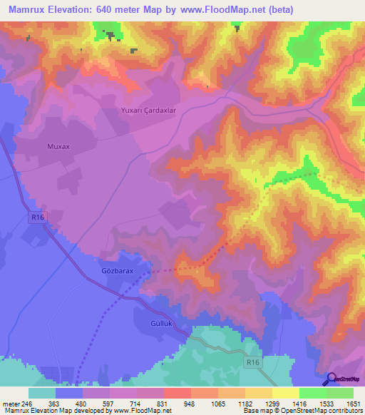 Mamrux,Azerbaijan Elevation Map