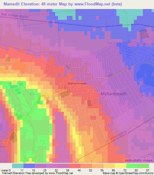 Mamedli,Azerbaijan Elevation Map
