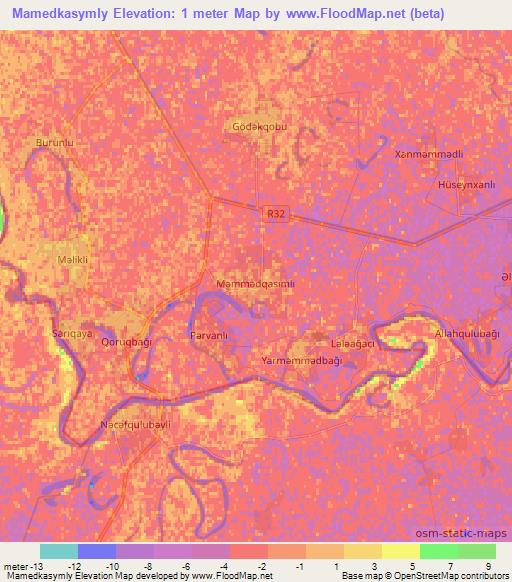 Mamedkasymly,Azerbaijan Elevation Map