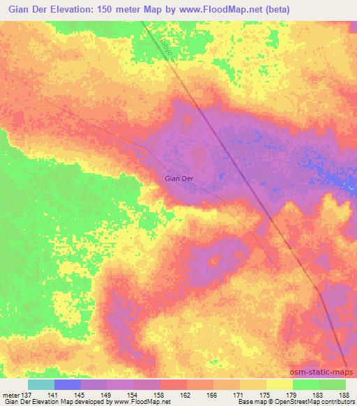 Gian Der,Somalia Elevation Map