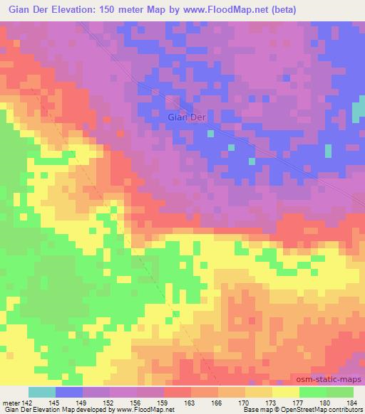 Gian Der,Somalia Elevation Map