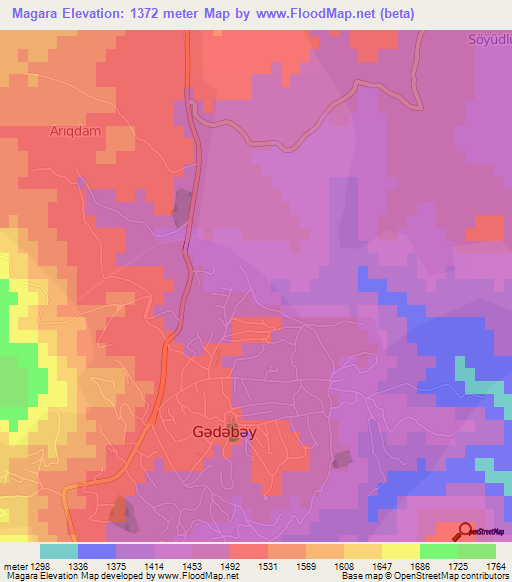 Magara,Azerbaijan Elevation Map