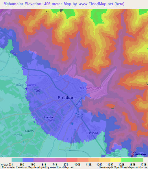 Mahamalar,Azerbaijan Elevation Map