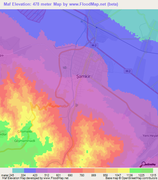 Maf,Azerbaijan Elevation Map