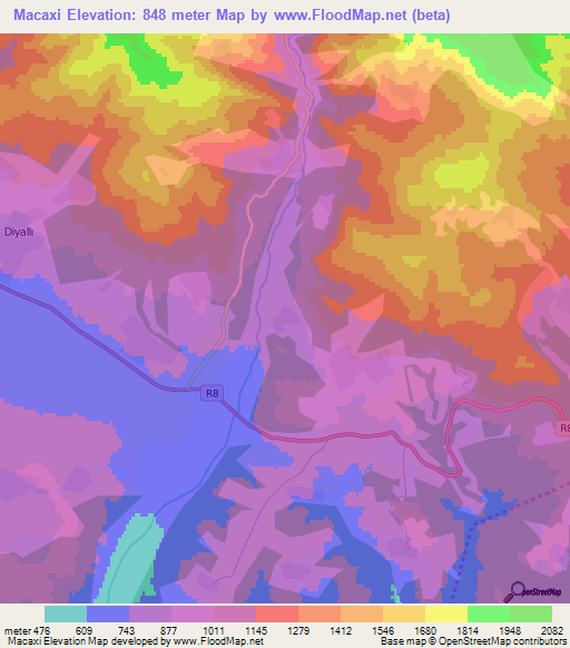 Macaxi,Azerbaijan Elevation Map