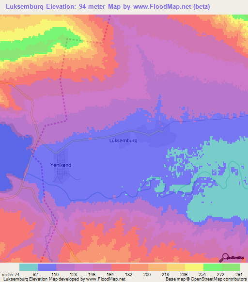 Luksemburq,Azerbaijan Elevation Map