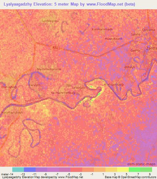 Lyalyaagadzhy,Azerbaijan Elevation Map
