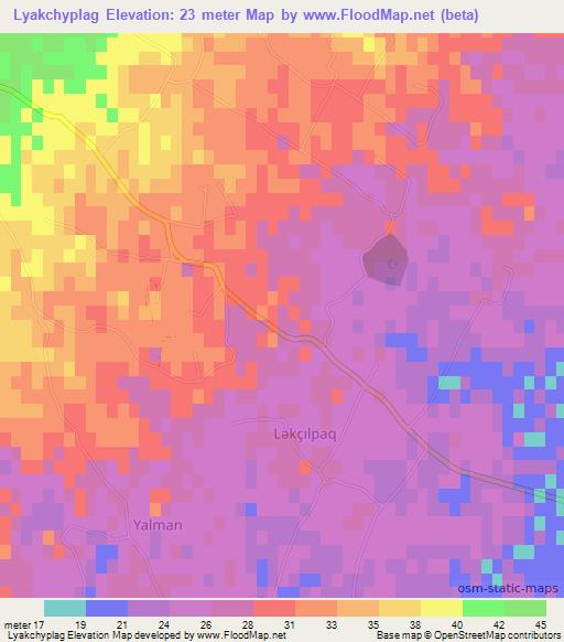 Lyakchyplag,Azerbaijan Elevation Map