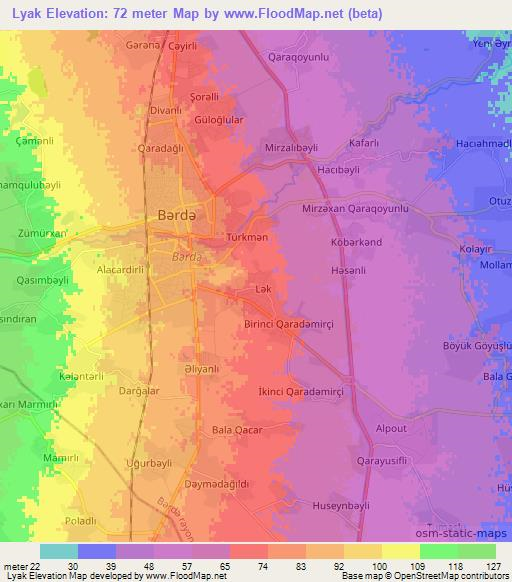 Lyak,Azerbaijan Elevation Map