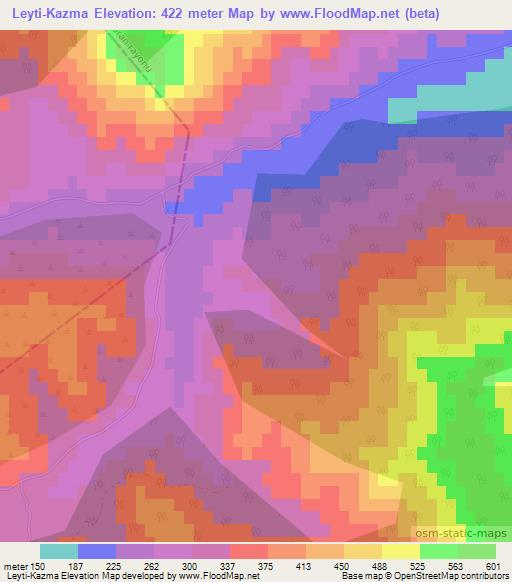 Leyti-Kazma,Azerbaijan Elevation Map