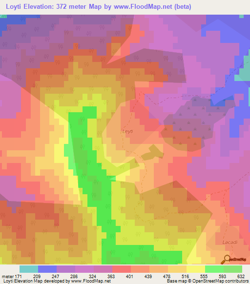 Loyti,Azerbaijan Elevation Map