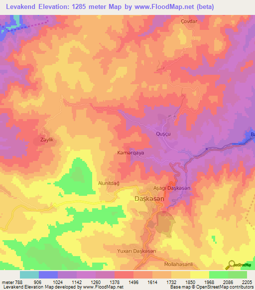 Levakend,Azerbaijan Elevation Map