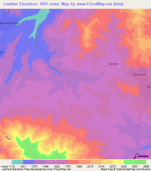 Leshker,Azerbaijan Elevation Map