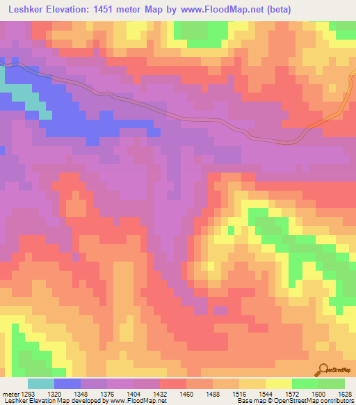 Leshker,Azerbaijan Elevation Map