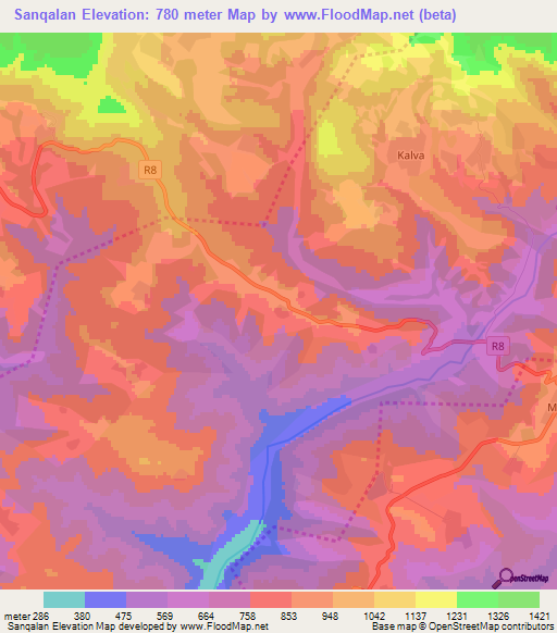 Sanqalan,Azerbaijan Elevation Map