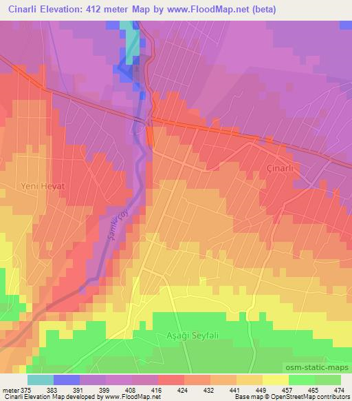 Cinarli,Azerbaijan Elevation Map