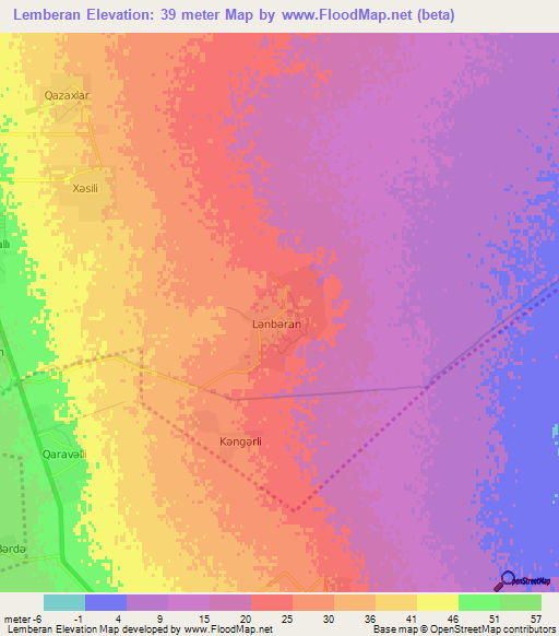 Lemberan,Azerbaijan Elevation Map