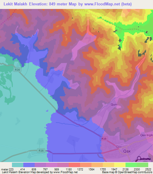 Lekit Malakh,Azerbaijan Elevation Map