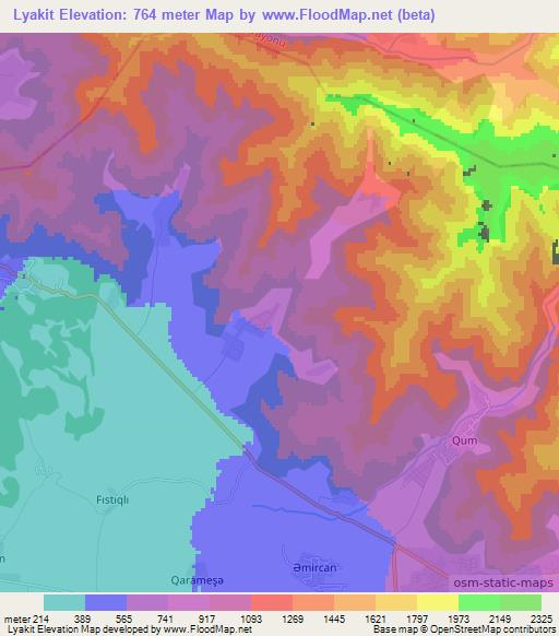 Lyakit,Azerbaijan Elevation Map