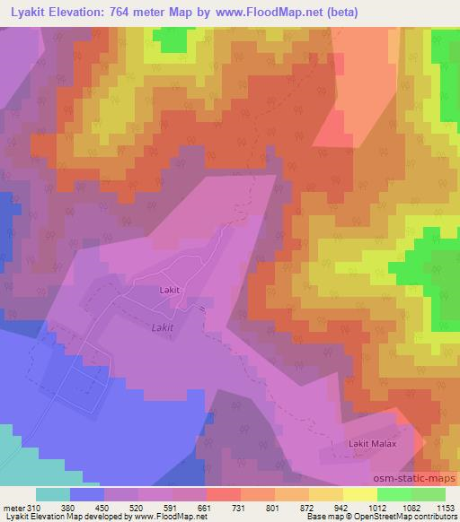 Lyakit,Azerbaijan Elevation Map