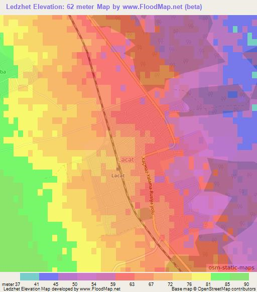 Ledzhet,Azerbaijan Elevation Map