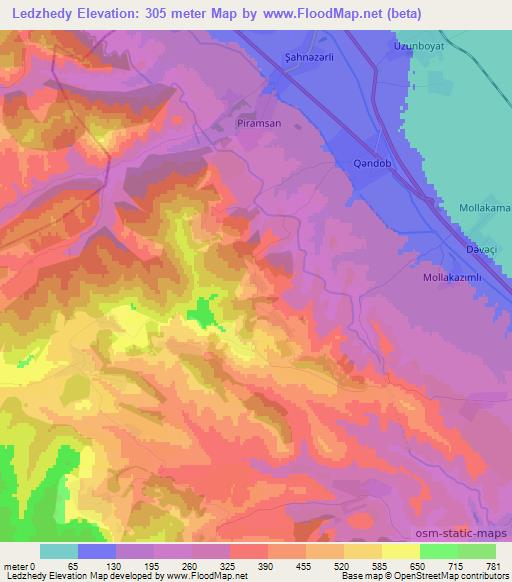Ledzhedy,Azerbaijan Elevation Map