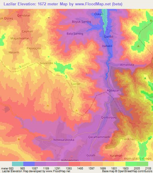 Lazilar,Azerbaijan Elevation Map