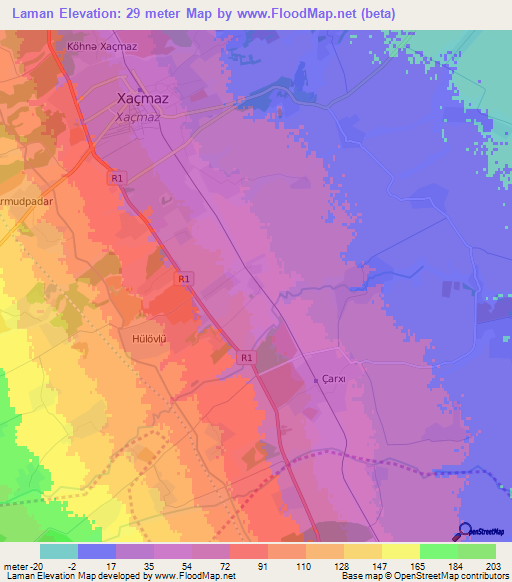 Laman,Azerbaijan Elevation Map