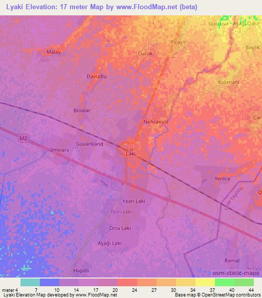 Lyaki,Azerbaijan Elevation Map
