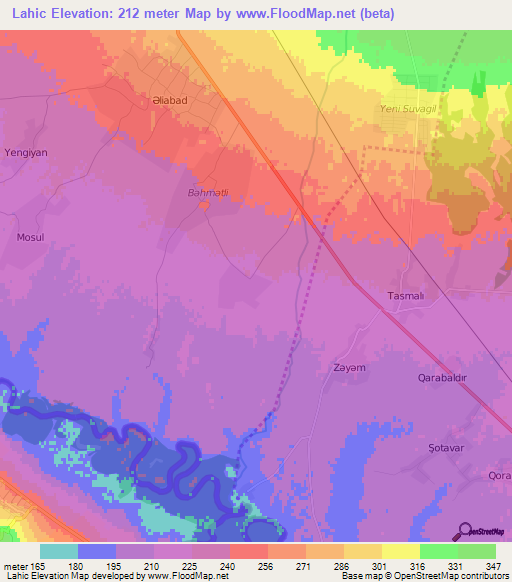 Lahic,Azerbaijan Elevation Map
