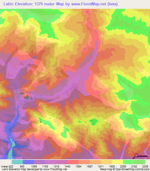Lahic,Azerbaijan Elevation Map