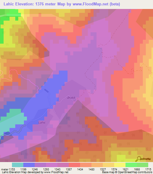 Lahic,Azerbaijan Elevation Map