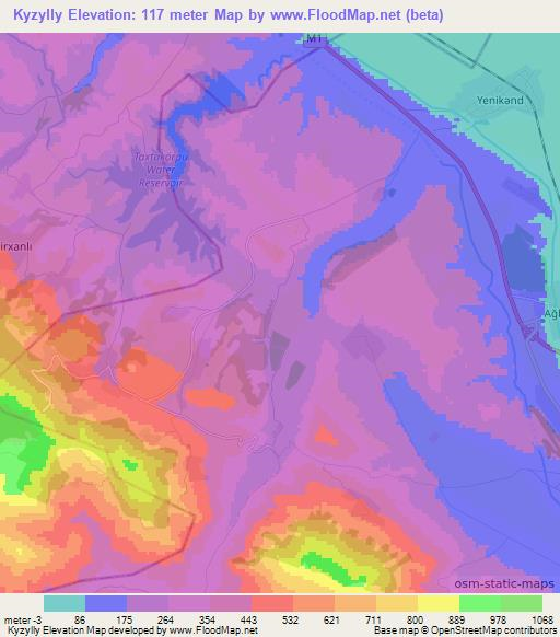 Kyzylly,Azerbaijan Elevation Map