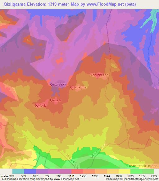 Qizilqazma,Azerbaijan Elevation Map