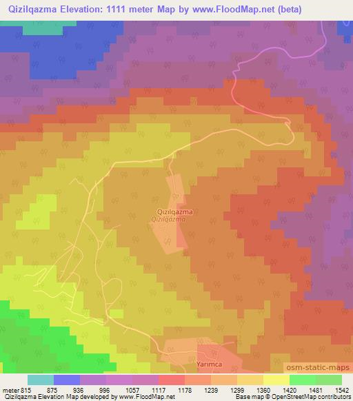 Qizilqazma,Azerbaijan Elevation Map