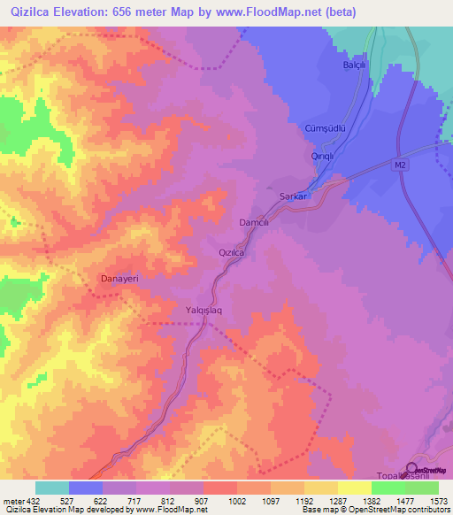 Qizilca,Azerbaijan Elevation Map