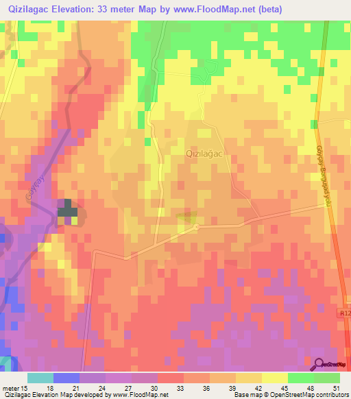 Qizilagac,Azerbaijan Elevation Map