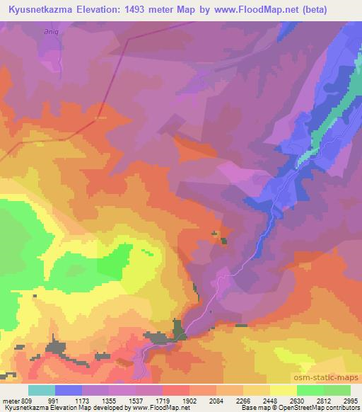Kyusnetkazma,Azerbaijan Elevation Map