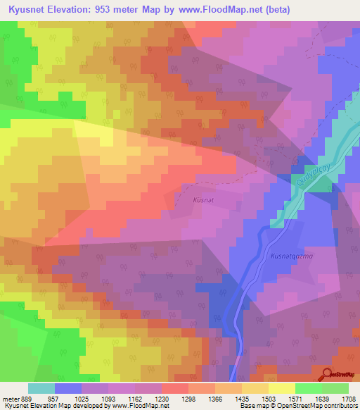 Kyusnet,Azerbaijan Elevation Map