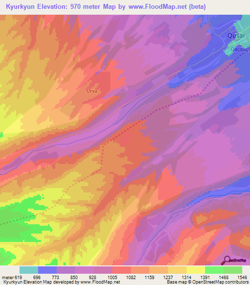 Kyurkyun,Azerbaijan Elevation Map